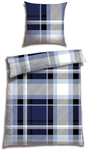 Schiesser Bettwäscheset Setta - Feinbiber - 2-teilig - 135 x 200 cm - Blau