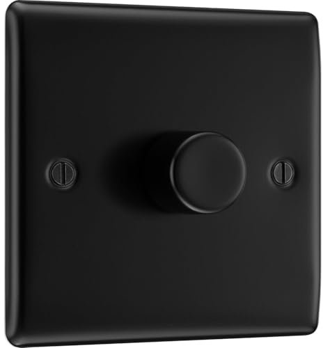 AMK® BG 1 Gang Matt Black 200W Dimmer Switch For Fluorescent Incandescent LED and Other Variable Brightness Lamps