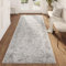 TAPISO Valley Teppichläufer Vintage, Kurzflor Hellgrau Blumen Kreis Rahmen Used Effekt Meliert Verwischt, für Flur, Wohnzimmer, Schlafzimmer, Esszimmer – Eleganter TeppichLäufer – 120 x 300 cm