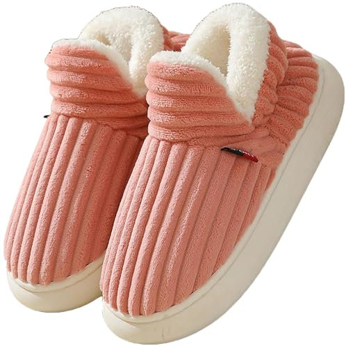Misolin Pantofole Donna Invernali Peluche Ciabatte Casa Comode Pelose Inverno Scarpe Autunno Memoria Schiuma Antiscivolo Suola Cotone Morbida,Rosa 290(EU 42-43)
