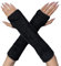 AWOCAN Armstulpen Fingerlose Handschuhe Winter Kunstfell Armstulpen Handgelenkwärmer Warme Fingerlose Handschuhe Gestrickt Weich für Frauen (SCHWARZ)
