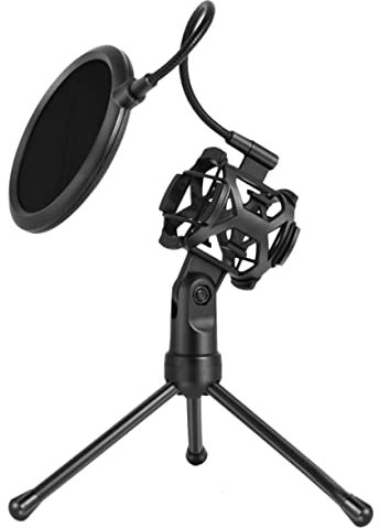 NULYLU Professional Microphone Stand Telescoping Arm Desktop Filter Shield Abs Material for Music Broadcasting Dubbing