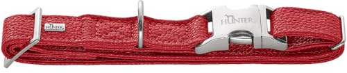 HUNTER Sofia ALU-Strong Hundehalsung | Kunstleder in Nappa-Optik, stufenlos verstellbar, Alu-Klickverschluss, Made in Germany, Farbe: Rot, Größe: M