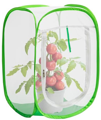 16 x 16 x 24 Pop Up Garden Mesh Plant Cover, Plant Protectors Mesh Plant Enclosure, Garden Net Cage Pest Protection Guard Tent with Storage Bag for Protect Plant Vegetable Fruit from Birds Insects