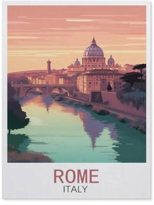 BEAYODKP DIY Peinture à l'huile Peindre par Nombre Kits,Affiche de voyage vintage Rome Italie,Toile Peinture par Numéro Acrylique Peinture à l'huile(40x50cm-AG55