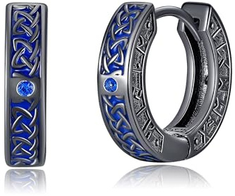 Viking Hoop Ohrringe für Männer Frauen S925 Steling Silber Hypoallergen Cool Norse Viking Runen Schmuck Geschenke