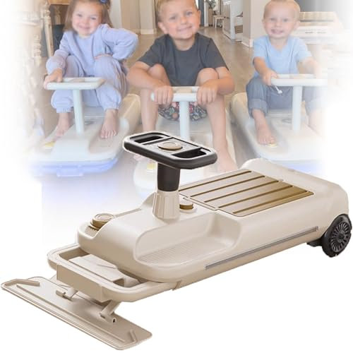 Kart EléCtrico De Limpieza Para NiñOs, Carrito De Limpieza Para Piso Con Mopa, Kart PortáTil, Carrito De Limpieza RetráCtil Con 5 Velocidades Variables Con Ruedas Brillantes Y Almacenamiento,Khaki