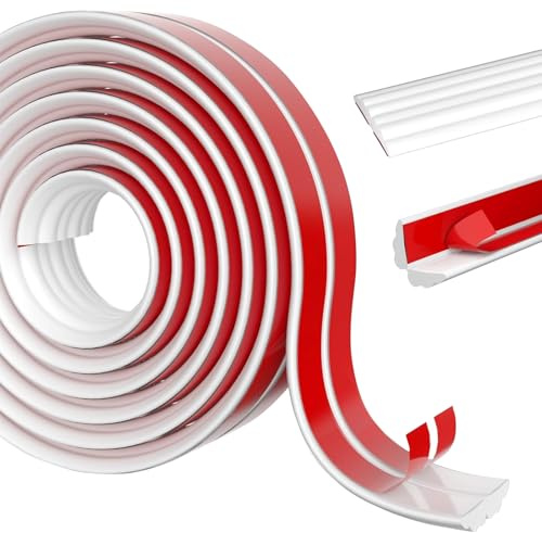 YushengTai Cornière PVC Plinthe Souple Autoadhésive, 4 cm x 3 m Imperméable Anti-Moisissures Résistante à l'Huile, pour Cuisine Salle de Bain (Blanc)