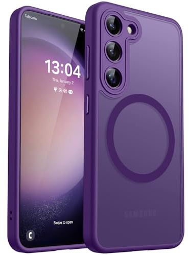 CANSHN für Samsung Galaxy S23 Hülle mit Kameraschutz, Matt Dunkelviolett | Vollständiger Kameraschutz, kompatibel mit MagSafe, lichtdurchlässig, matt, militärischer Schutz, kratzfest, schmale Passform