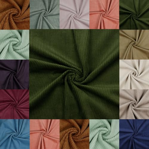 Breitcord Stoff 100 % Baumwolle – Öko-Tex zertifiziert – ohne Stretch – Cordstoff Meterware ab 50 cm – in 14 Farben – für Kleidung, Hosen, DIY Taschen, Kissen, Accessoires & Heimtextilien (olive)