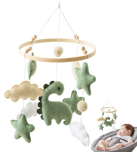 Beruhigungsberuhigungsbaby Krippe Mobile - Weiches Sicheres Krippen Mobile Mit Grünem Dinosaurier -Thema, Beruhigend Atmungsaktives Nachtspielzeug Für Kinder Mädchen Geburtstag Pflege Der Gelassenheit