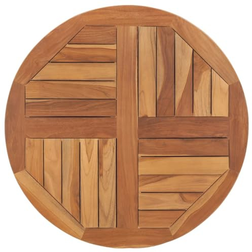 Utiny Tischplatte Gartentisch Outdoor Holz Massivholz Teak Rund 2,5 cm 70 cm