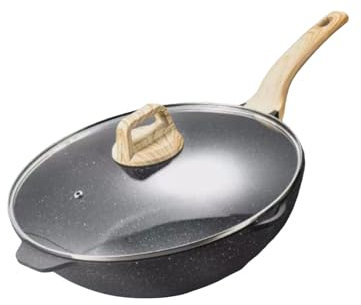 ZXCMY Padella di frittura in Pietra Medica con Copertura a Doppia Padella a Doppia diversione Padella