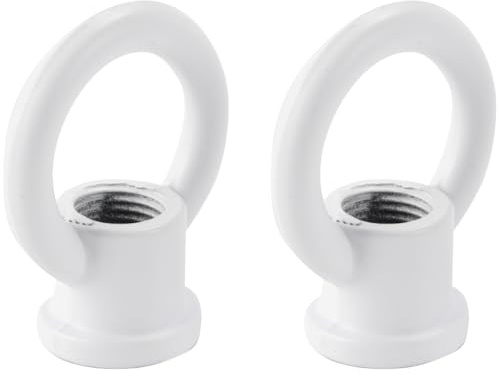 Hoite 2 Stück Ösenmuttern, tragender Haken für Bartheken-Pendelleuchten, 29 x 35 mm M10-Gewinde, ringförmige Innenöse für Pendelleuchten-Kronleuchter (weiß)