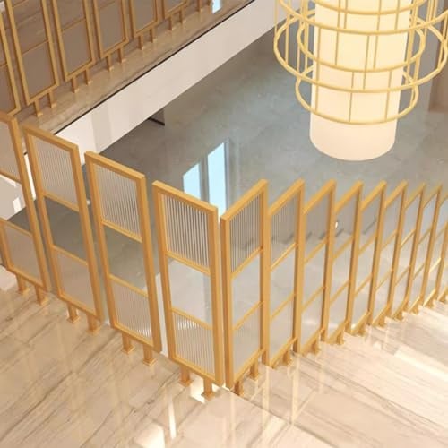 WEYIMVTO Rampe d'escalier, Rampes d'escalier Changhong en Verre, Rampe d'escalier en Fer doré avec kit Complet(3 Packs,90cm (35 3/8))