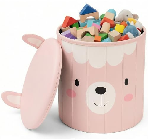 Home Kids World Spielzeugkiste mit Deckel, Aufbewahrungsbox im Stil Lama | Spielzeugkiste mit Deckel, Spielzeugtruhe & Aufbewahrungsbox Kinderzimmer als Sitzhocker, schafft Ordnung, laborgeprüft