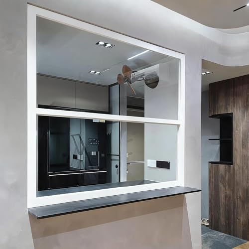 Finestra Scorrevole In Alluminio, Finestra Scorrevole Verticale Alzante, Finestra Seminterrato Di Ventilazione Con Zanzariera, Per Casa, Capannone, Garage, Ristorante, Bagno(White,50X100CM)