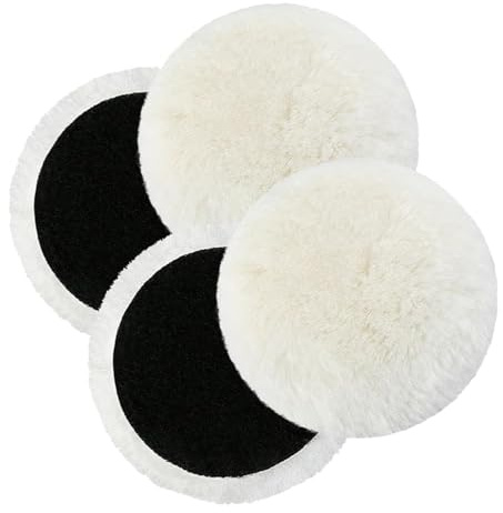 4PCS Polieraufsatz Lammwolle Polierscheiben 125mm, Polierscheibe Lammwolle für Polieraufsatz Winkelschleifer Bohrmaschine, Polierpad für Auto, Scheinwerfer, Holz