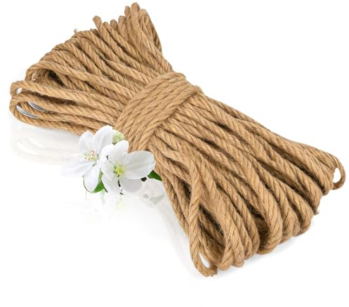 vsshe Natur Juteschnur Kordel, Juteseil 5mm x 50M, Garten Kordel Juteschnur Reißfest, Sisal Seil für Katzen, Starkes Naturfaser Hanfseil für Kratzbaum, Garten, DIY, Dekoration, Bündeln und Camping