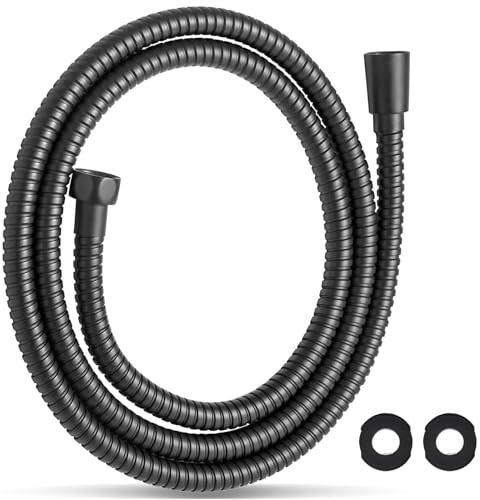Black Shower Hose 2m,Replacement Black Shower Hoses for Bath Taps and Handheld Shower Heads,Universal Replacement Hose Anti-Kink,High Pressure Shower Pipe