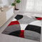 VIMODA Teppich Geometrische Kreismuster Meliert in Grau Weiß Schwarz und Rot, Maße:60x110 cm