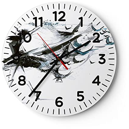 Modern Wanduhr Tanz eine Frau Ballett Aktivität 40x40cm Rund Groß Wand Uhr Glas Analog Zimmeruhren Küche Büro Wohnzimmer Glasuhr Wall Clock Dekoration Design Wanddekoration Küchenuhr C4AR40x40-3078