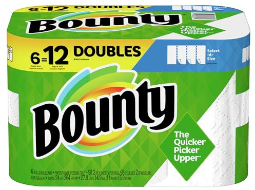 Bounty Select-A-Size Paper Towels, White, Big Rolls, 6 Count of 74 Sheets Per Roll, 6 Count (Pack of 1)