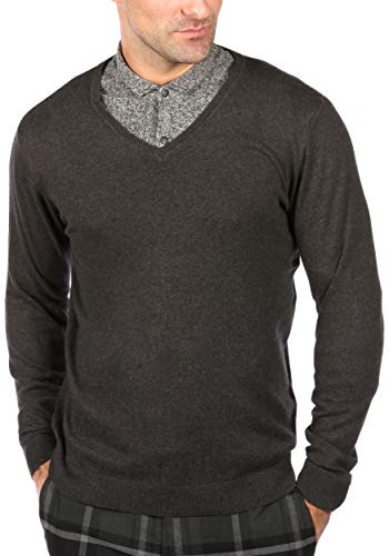 Blu Cherry Men's V Neck Office Jumper Sweater Long Sleeve All Year Round- Premium Cotton Regular Fit (Medium, Charcoal)