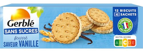 Gerblé Sans Sucres, Fourré Saveur Vanille, Sans Huile De Palme, 4 Sachets Individuels, 12 Biscuits, 185 G, 211976
