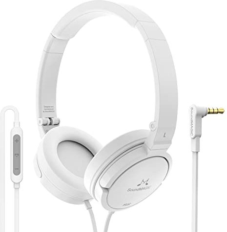 SoundMAGIC P22C on Ear écouteurs Casques Filaire Portable HiFi Stéréo Casque d’Isolation sonore Pliable léger avec Micro Blanc