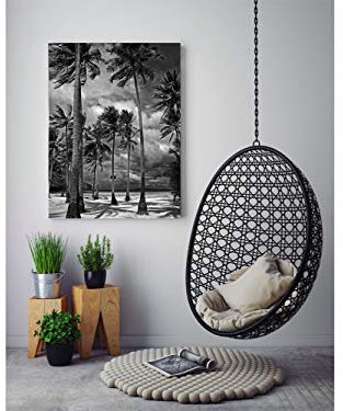 Tableau vertical sur toile / aluminium/PVC et Pegasus Impression numérique Palmiers Blanc et noir | Multicolore | Plusieurs dimensions | Résistant et économique 45x80cm