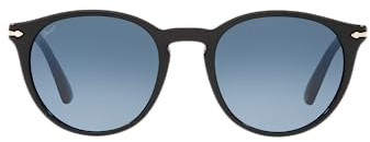 Persol Unisex PO3152S Round Sunglasses, Black/Azure Gradient Blue, 52 mm