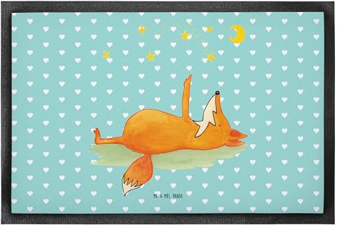 Mr. & Mrs. Panda 50 x 75 cm Fußmatte Fuchs Sterne - Geschenk, Fußabtreter außen, tröstende Worte, Schmutzfänger, Schmutzfangmatte, Haustürmatte,