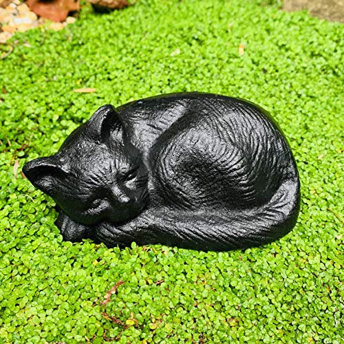 Ascalon Sleeping Cat Garden Animal Ornament Cast Iron Outdoor Decor