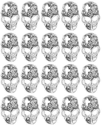 Lurrose 20Pcs 3D Alloy Nail Studs Decals Skull Gems Rhinestones Halloween Stickers Decor