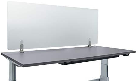 Schreibtisch-Sichtschutz „Privacy Screen Plexiglas Large“, satiniert inkl. Füße | Hygieneschutz 150x60x0,5cm | Spuckschutz zur hygienischen Trennung von Arbeitsplätzen | halbtransparente Schutzscheibe