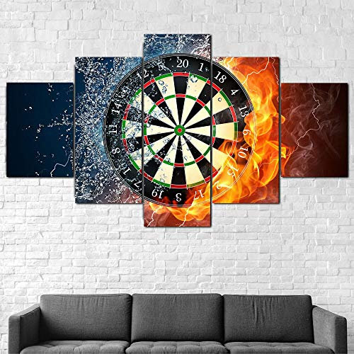 Bilder XXL 5 Teile wandbild leinwandbilder Kunstdrucke Darts Dart Board Game Eye XXL 5 Teiliges Wandbild Mit Rahmen Größe 100x55CM Leinwandbild Wandbilder Cadeau