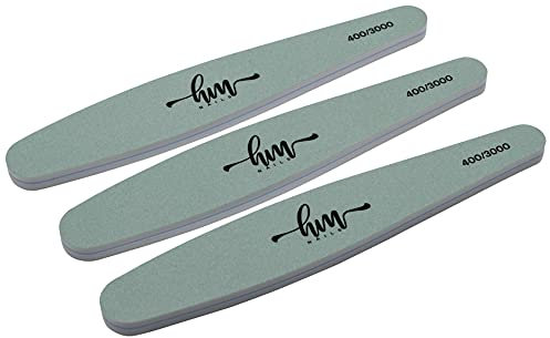 HM NAILS - Lima per unghie ad alta durata per uso professionale SHINE- POLISHING - 400/3000 - CONFEZIONE 3 pezzi - Lima per unghie, smalto semi permanente, gel uv, acrilico, uso professionale.