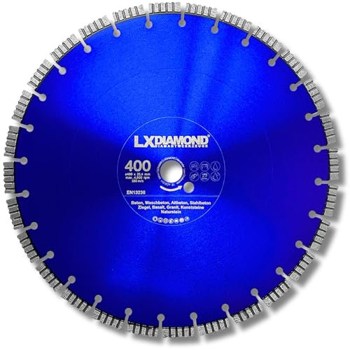 LXDIAMOND Diamant-Trennscheibe 400mm x 25,4mm - Diamantscheibe für Naturstein Granit Kunststeine Beton Hartgestein - passend für Schneidetische, Tischsägen, Trennjäger - 400 mm in Premium Qualität