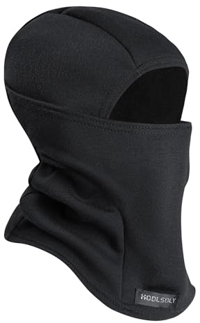 KOOLSOLY Kids Balaclava Face Mask, Winter Hat Face Warmer for Cold Weather Ski Mask for Boys Girls Black