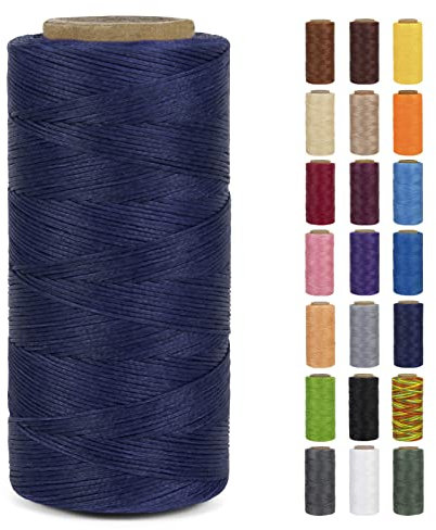 LEREATI Ledergarn 0,8mm x 260m Flacher Wachsschnur Gewachster Faden Leder Nähen Faden, Leder Nähgarn Garn für Handwerk, Nähen, Reparatur, Buchbinden, Schmuck, Häkeln (Königsblau)
