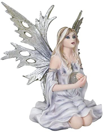 Ebros Gift Kniende Frost Flake Eiszapfen Orakel der Sterne Winter Frozen Fee Holding Kristall Kugel Figur 11,4 cm hoch Feengarten Feen Fantasy Skulptur