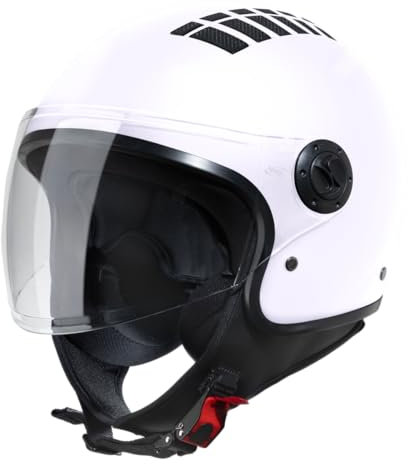 VINZ Como Jethelm mit Visier ECE 22.06 Zertifiziert | Roller Helm Mopedhelm Für Motoroller & Vespa | Herren & Damen | Motorradhelm in XS-XL | Erhältlich in 4 Farben - Weiß