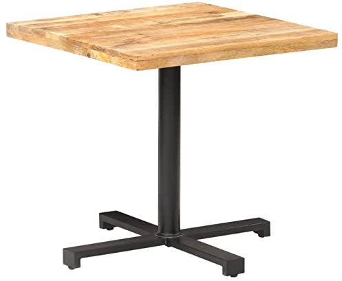 ZEYUAN Bistrotisch, Stehtisch, Balkontisch, Partytisch, Biertisch, Beistelltisch, Bierkasten Tisch, Quadratisch 80x80x75 cm Raues Mangoholz