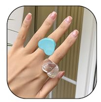 Herzförmige klobige Ringe aus Acryl, schwarz-weiß, Herz, Harz, Ziehring, dicker Ring, bunter Schmuck für Damen, Teenager, Mädchen, Bandringe, Harz, Kunstharz