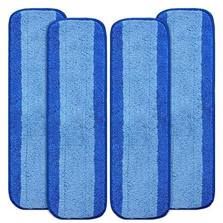 TECKEEN 4x Microfiber Spray Mop Replacement Heads for Bona Mop 18 Inch Floor Cleaning Pads Replacement