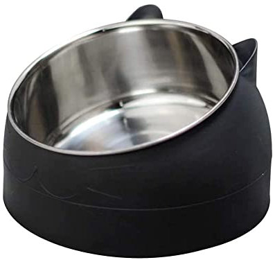 SSyang Gamelle Chat, Gamelle pour Chat Chien, Gamelle Chat Inclinée, Tapis Chat Gamelle, Bol Chat, Gamelle INOX Chien, Gamelle Chien Surelevee, pour Chats Chiens et Autres Animaux de Compagnie (Noir)