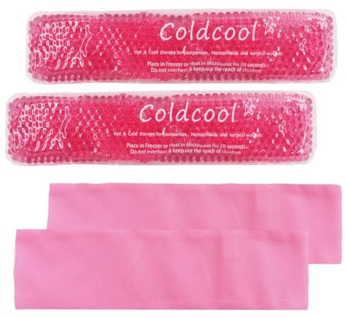 Perineal Cold Packs, Reusable Perineal Cooling, Pad Postpartum and Hemorrhoid Pain Relief, Hot & Cold Packs for Women After Pregnancy and Delivery(2 Pcs+2 Washable Sleeves/10X2.4in)