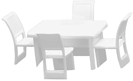 harayaa 1:50 Tisch- und Stühle-Set, Diorama-Layout, Miniatur-Hausmöbel-Szene für Diorama, Quadrat