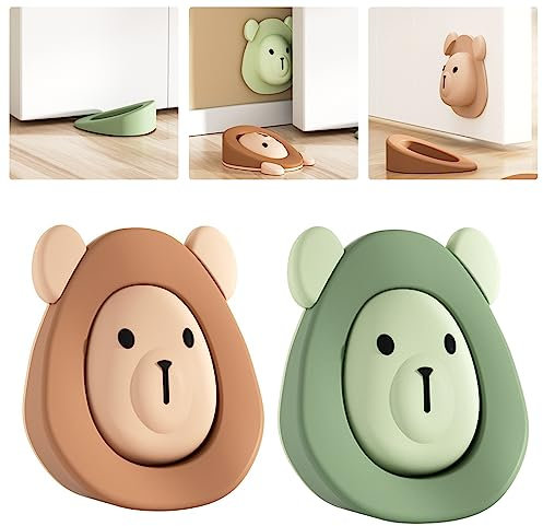 Rubber Silicone Gate Door Stoppers Stop Wedge Stopper Stops Holder Doorstop Floor Wall Protector with Storage Base, 2pcs